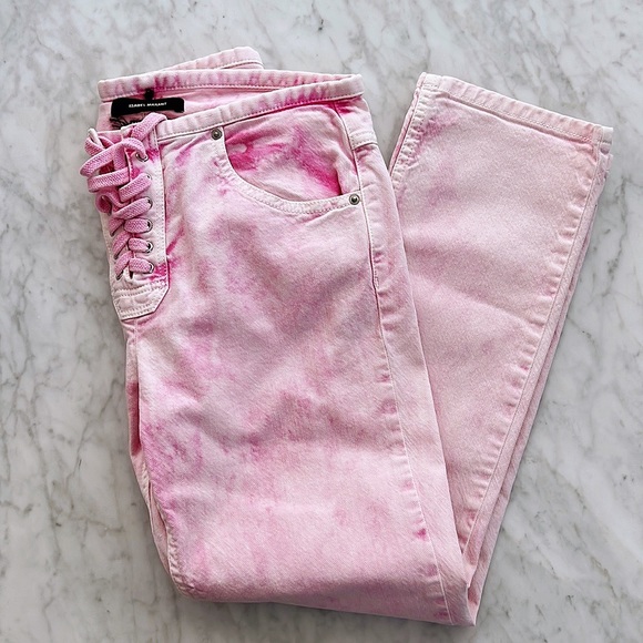 Cloture shop Authentic Isabel Marant cropped lace-up mid-rise slim leg jeans - Picture 14 of 15